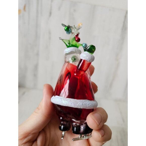Santa ice skating glass ornament funny Xmas set tree - Picture 14 of 16